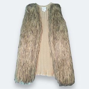 Hippie Rose casual or Date night out light brown Faux fur sweater vest
